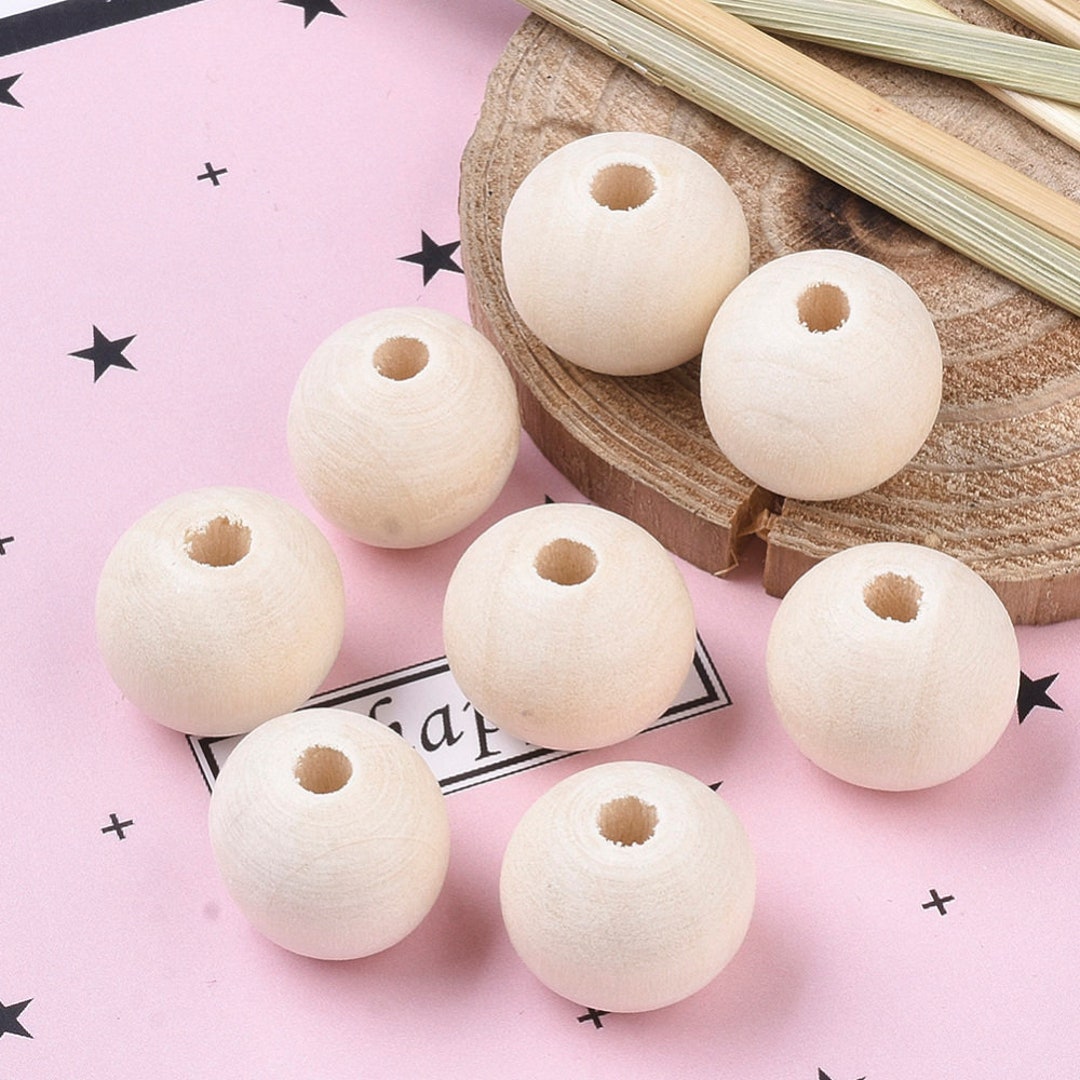 Buy 50 Wooden Beads 10mm Colorless Natural Hole Waxed Decorative  Beads to Paint Yourself Online in India