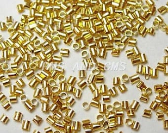 150 Quetschperlen gold Tube ca.2,5x2,5mm Bohrung 2mm