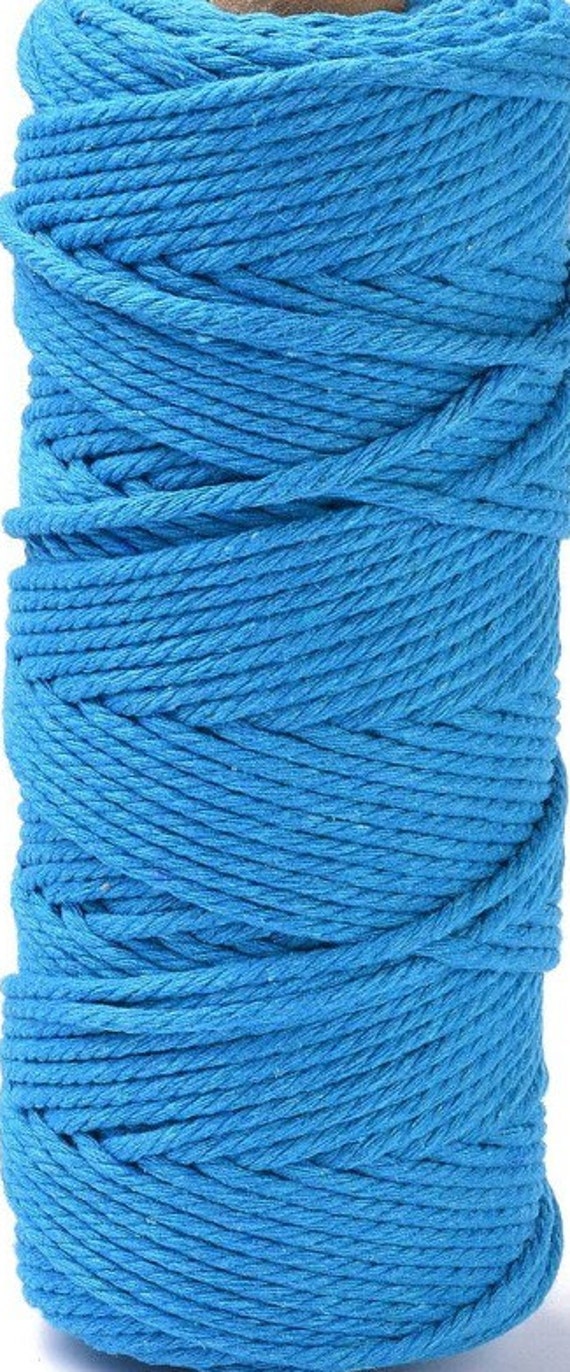 5m cotton cord 3mm deep sky blue for DIY jewelry making Macrame cotton yarn