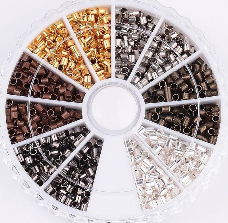 Crimp Beads Set 2x2mm Bore 1.5mm Tube 6 Colors à 200 Pieces Etsy Australia