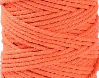 5 m de cordon en coton 3 mm orange fluo pour la fabrication de bijoux en macramé fil de coton