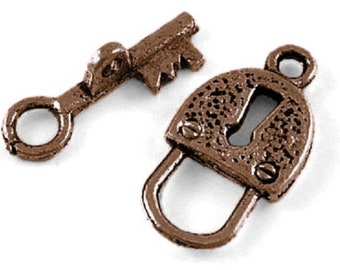5 set toggle clasp red copper lock and key 17x11mm