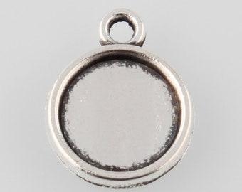 10 prese per cabochon da 14 mm argento antico in stile tibetano 20x17x2mm foro circa 1,5 mm cadmio senza nichel pendente e senza piombo