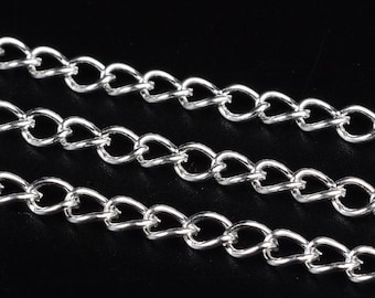 1m link chain 5x3.5x0.8mm silver colored iron curb chain unwelded