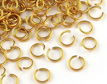 100 Aluminium Binderinge/Biegeringe 10x1,0mm gold