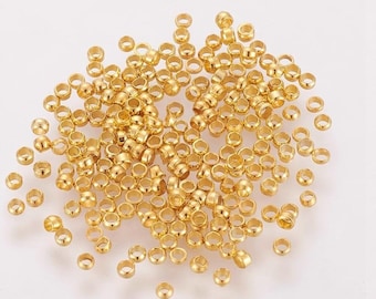 150 crimp beads 2x1.2mm gold rondelle bore 1.2mm brass nickel free