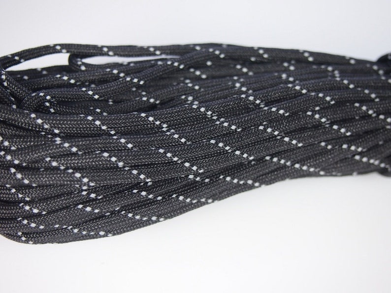 Paracord black with reflective stripes 5mx4mm image 1