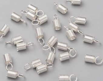 50 Schnurenden 10x4,5mm silber plattiert Innendurchmesser 3,5mm Eisen Endkappen Federenden