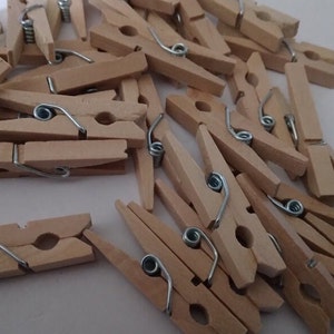 50 mini clothespins 25x7x3mm natural wood deco pegs handicrafts decoration wheat