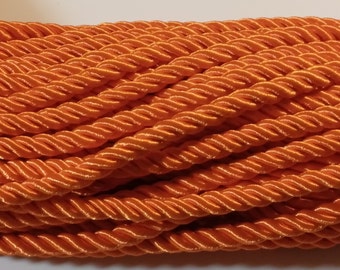 5m Polyesterkordel 5mm twisted orange aus 3 Polyesterschnüren verdreht glänzend weich