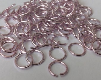 100 aluminum jump rings pearl pink 8x1.0mm jump rings