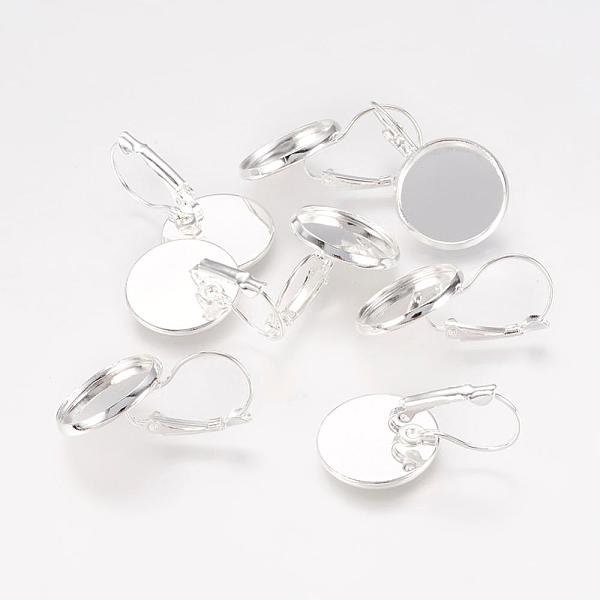 10 earrings for 16mm cabachons silver 30x18mm lead-free and cadmium-free