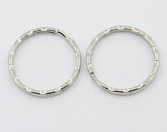 20 key rings ribbed 25mm outer diameter platinum made of steel 1.8mm wide, 2.6mm thick