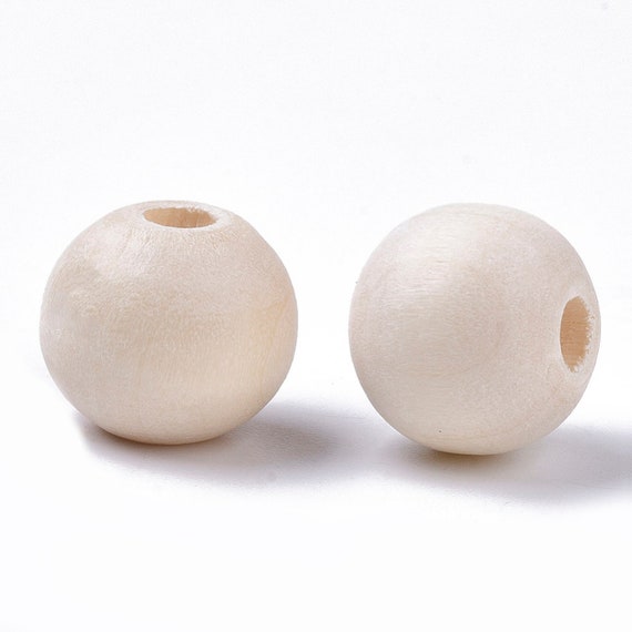 50 wooden beads 10mm colorless natural hole waxed decorative beads to  paint yourself