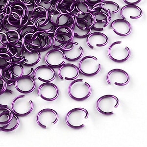 100 aluminum binding rings / jump rings 6x0,8mm violet