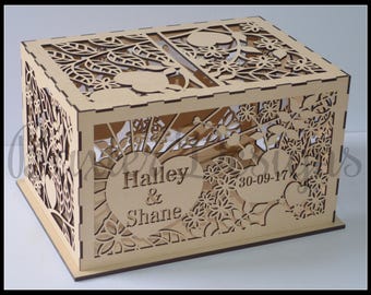 Single Box Wooden Wedding Engagement Party Card Wishing Well Box Raw Laser Cut Wood