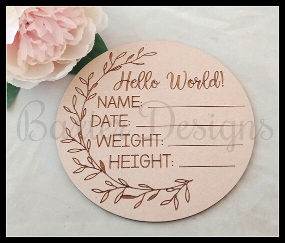 Hello World Baby Birth Announcement Discs Baby Shower Gift New Etsy