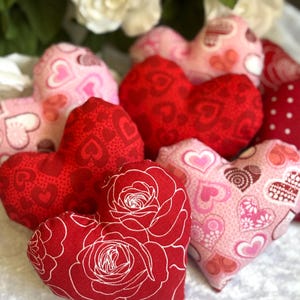 4” Stuffed Fabric Hearts: Primitive Valentine's Bowl Fillers