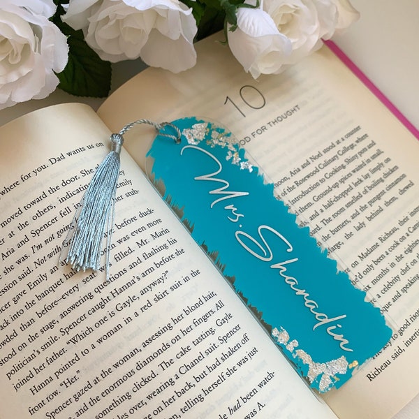 Personalized Teacher Bookmark gift, Acrylic bookmark with name, Teacher gift, Name Bookmark, Appreciation week gift, custom bookmark