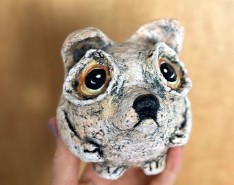Cute Doggy, Papier-mache puppy, Paper mache Dog, Doggy sculpture, Funny doggy, Gift for dog lovers, Paper mache animal-Animal sculpture