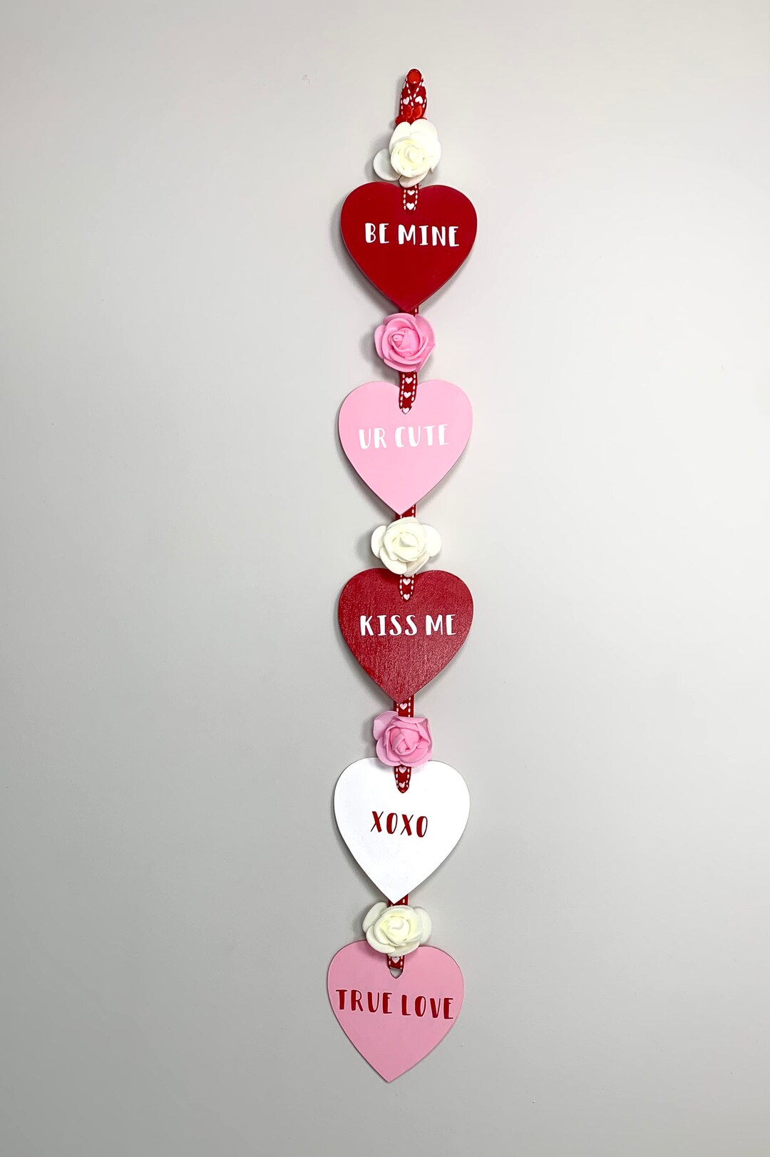 Vertical Valentine Hearts Wall Decor Wood Hearts Hanging Etsy