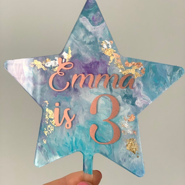 Custom Acrylic Star Cake Topper: Personalized Birthday Decor