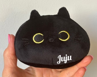 Personalized Mini Black Cat, Cute Plushie Cat, Cat Lover Gift, Custom Back Cat, Cat Plush with Name, Cat Squishmallow Toy