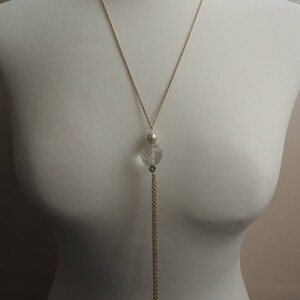 Silver pearl prom wedding tassel necklace image 2