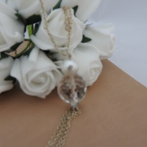 Silver pearl prom wedding tassel necklace image 3