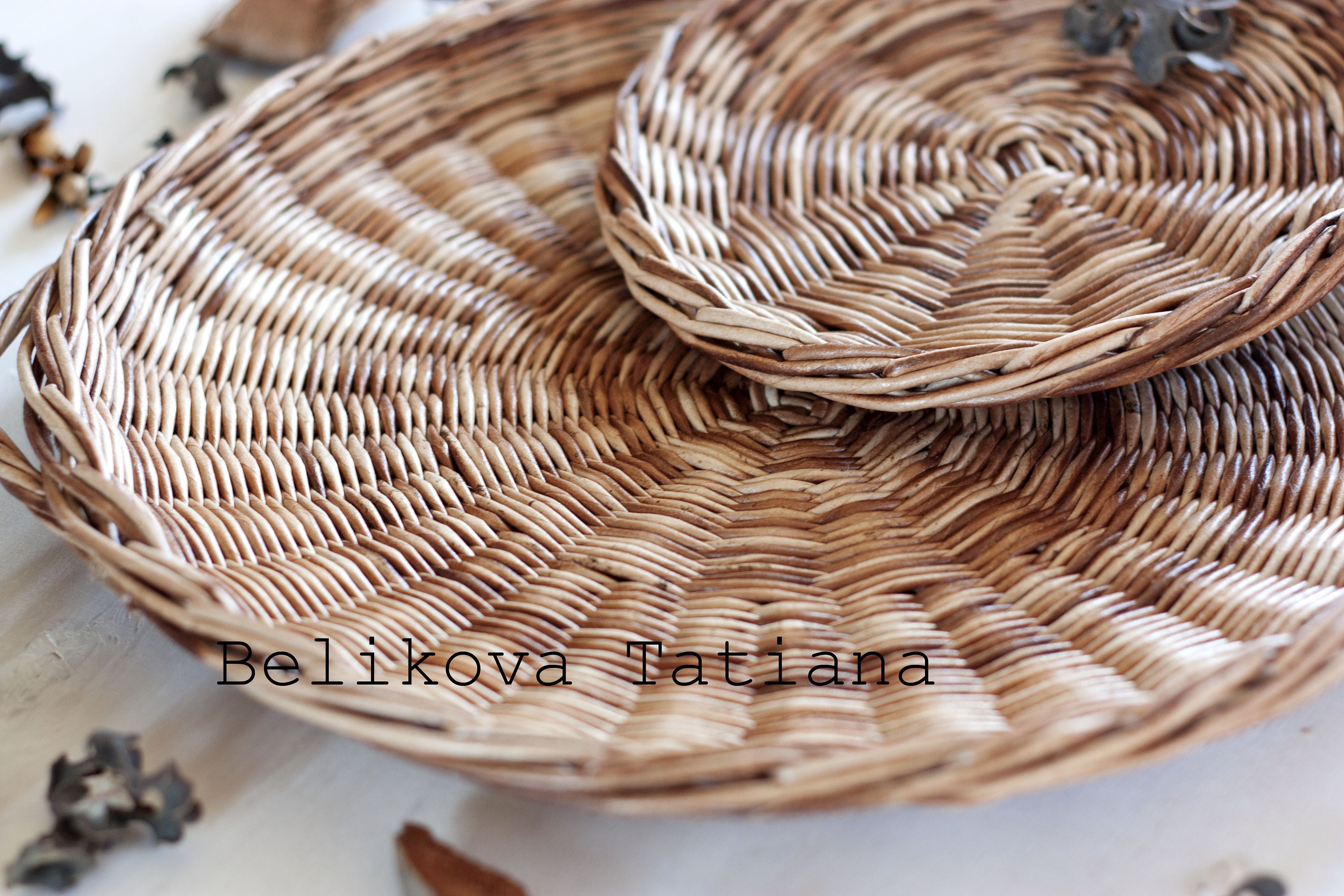 Set of 5 Wall Basket Tray Round Basket Tray Natural Rustic Etsy