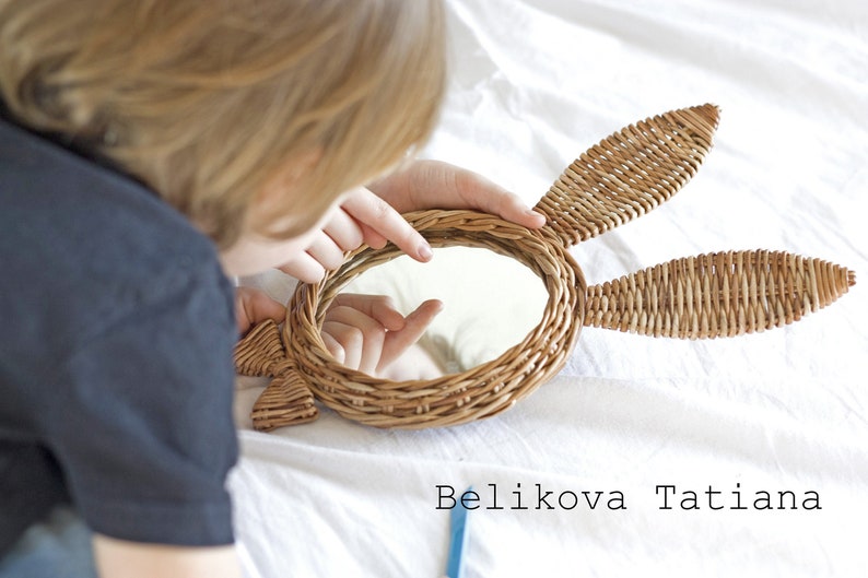 Wicker bunny mirror for nursery room Set of mirrors in the Etsy