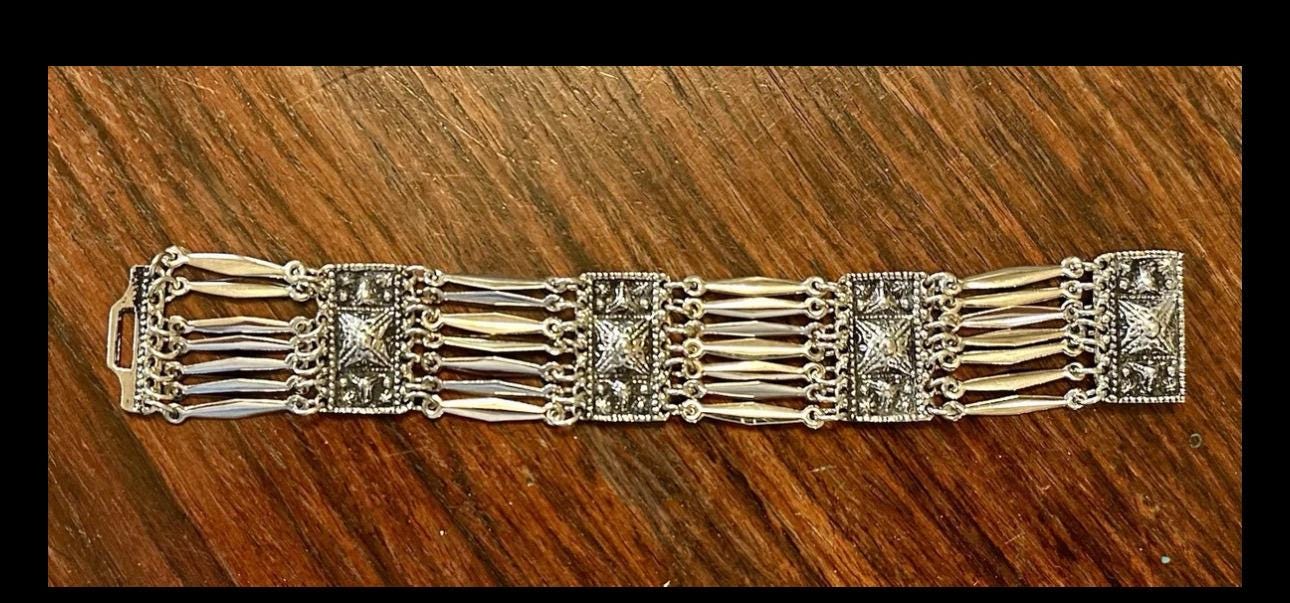 アクセサリー Mexican silver bracelet vintage MEXICO JE Taxco 925 Sterling Silver 6.75