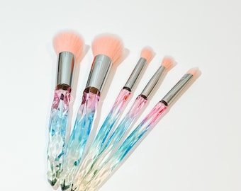 Rainbow Crystal makeup brush set