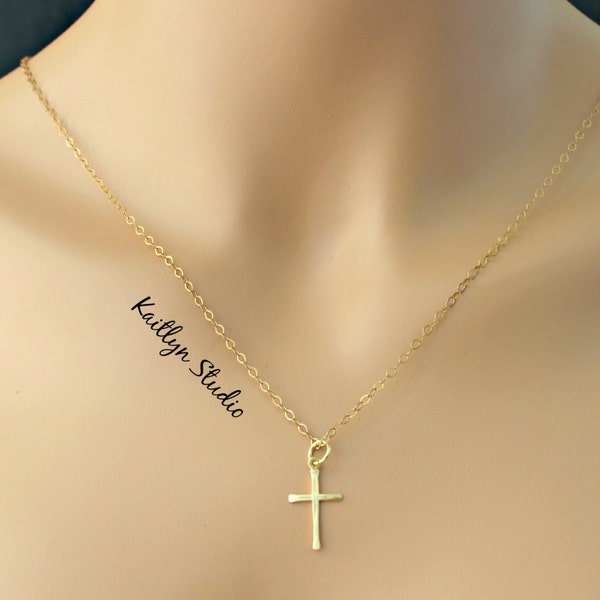 Sterling Silver Cross Necklace, Delicate Cross, Simple Daily Jewelry, Mothers Gift, Children Baptism Holy Communion Gift, Religious Jewelry