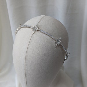Silver star bridal headband, silver crystal Headband, celestial headband, silver star bridal crown, bridal crystal headband, celestial star.