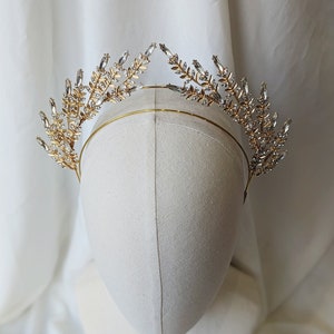 Gold bridal hair accessories, crystal halo headband, goddess headpiece, gold crystal Tiara, wedding headpiece, gold crown, halo headband,