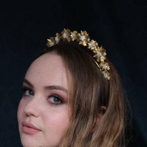 Gold celestial halo, gold halo Headband, celestial crown, celestial tiara, pearl headband, star crown, star halo