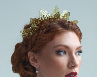 Gold Geometric Bridal Headband: Modern Wedding Headpiece