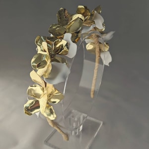Gold Floral Bridal Headband, Gold Bridal Headband, Gold Floral Bridal Crown, Floral Headband, Floral Headpiece, Bridal Headband, Bridal image 10