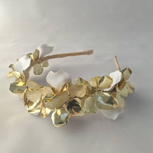 Gold Floral Bridal Headband, Gold Bridal Headband, Gold Floral Bridal Crown, Floral Headband, Floral Headpiece, Bridal Headband, Bridal image 1