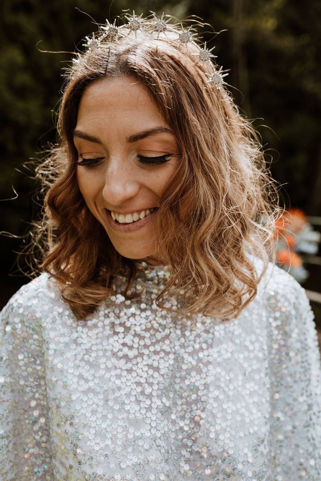 Silver Crystal Stars Bridal Halo: Handcrafted Wedding  display picture 2