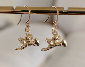 Gold Engel Ohrringe: Engel Schmuck Geschenk