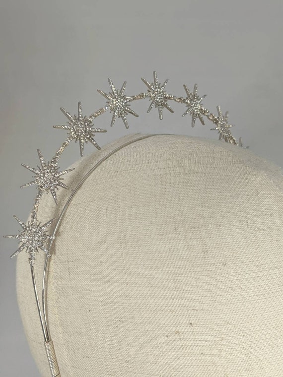 Silver Crystal Stars Bridal Halo: Handcrafted Wedding  display picture 3