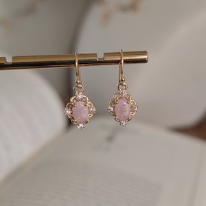 Elegant Victorian Gold Earrings - Crystal Marquis Drop Earrings, Art Nouveau Style Earrings, Crystal Drop Earrings, Cottagecore Earrings,