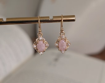 Elegant Victorian Gold Earrings - Crystal Marquis Drop Earrings, Art Nouveau Style Earrings, Crystal Drop Earrings, Cottagecore Earrings,