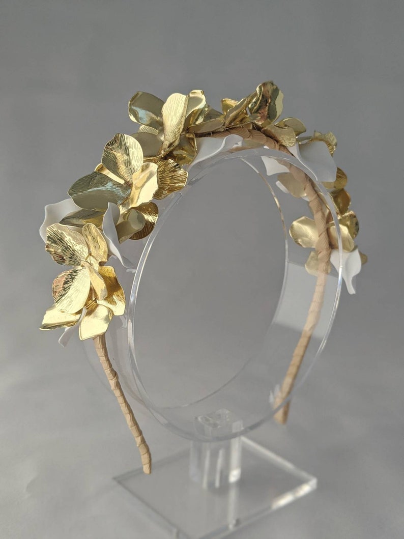 Gold Floral Bridal Headband, Gold Bridal Headband, Gold Floral Bridal Crown, Floral Headband, Floral Headpiece, Bridal Headband, Bridal image 8