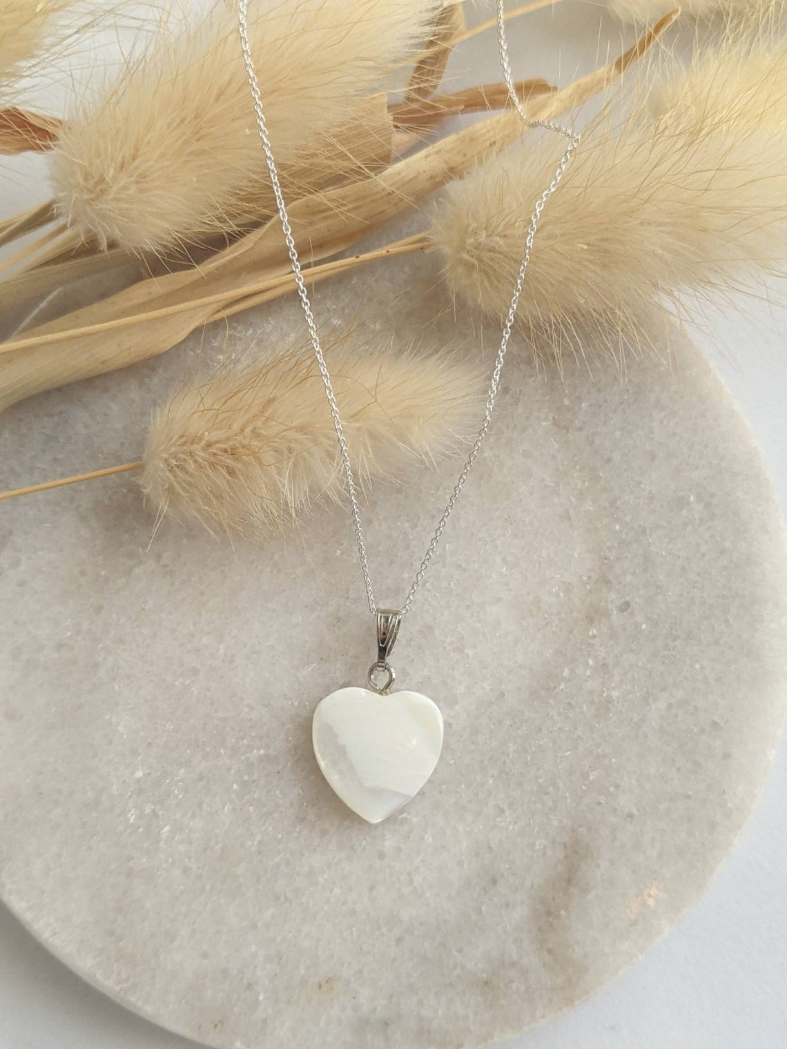 Shell heart necklace silver necklace sterling silver Etsy