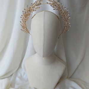 Gold bridal hair accessories, crystal halo headband, goddess headpiece, gold crystal Tiara, wedding headpiece, gold crown, halo headband, image 8