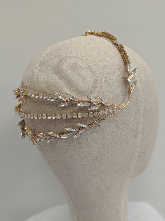 Gold Crystal Celestial Headpiece: Bridal Tiara Crown - Etsy display picture 1