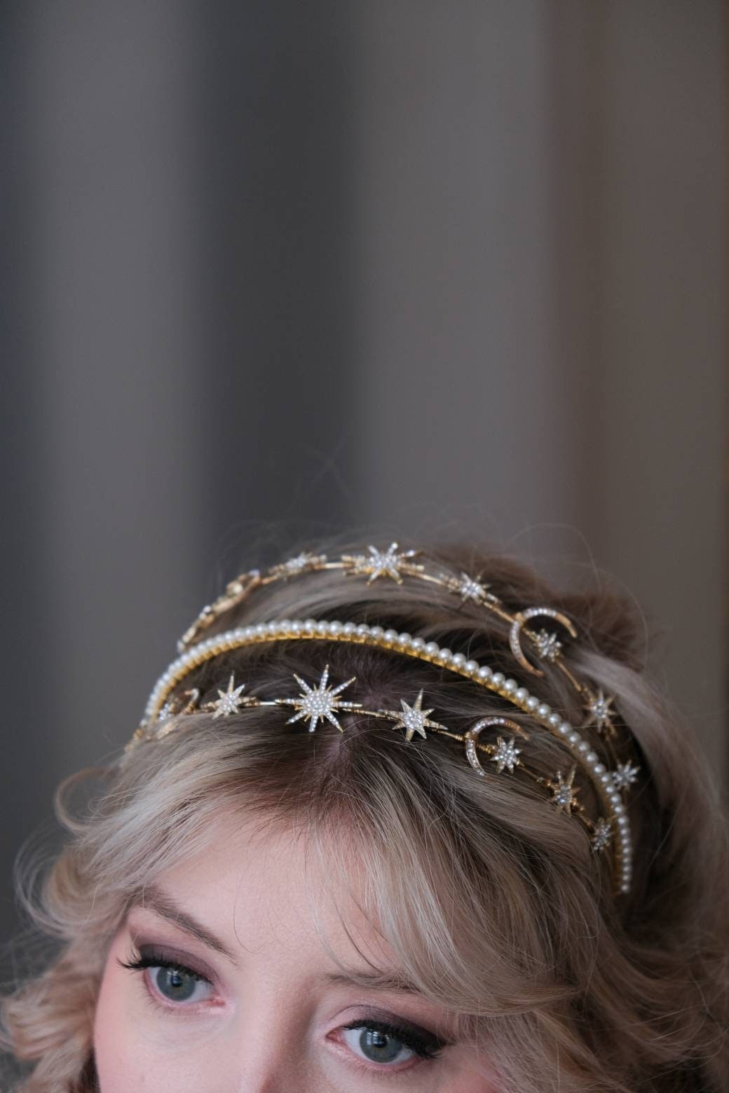 Celestial Star Headband, Pearl Gold Headband, Bridal  display picture 1